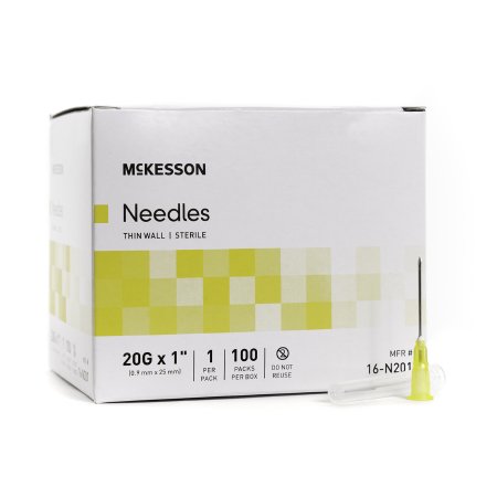 Hypodermic Needle McKesson Without Safety 20 Gauge 1 Inch Length - M-1031790-1406 - Box of 100
