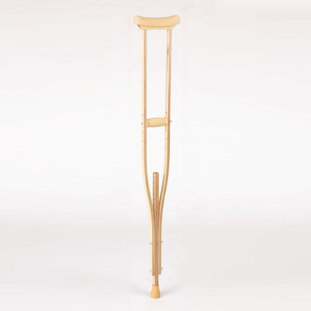Patterson Medical Supply Underarm Crutches Wood Frame Medium 350 lbs. Weight Capacity Push Button Adjustment