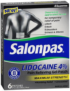 Emerson Healthcare Topical Pain Relief Salonpas® 4% Strength Lidocaine Patch 6 per Box