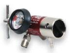 Allied Healthcare LSP Oxygen Regulator Continuous with Gauge and 2 Check Valves 0 - 25 LPM Barb Outlet CGA-870