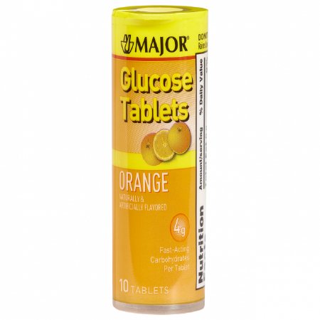 Major Pharmaceuticals Glucose Supplement 10 per Bottle Chewable Tablet Orange Flavor