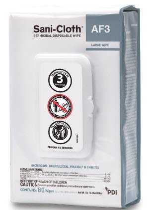 Professional Disposables Sani-Cloth® AF3 Surface Disinfectant Cleaner Premoistened Germicidal Wipe 80 Count Hard Case Disposable Unscented NonSterile - M-1121547-3272 - Case of 720
