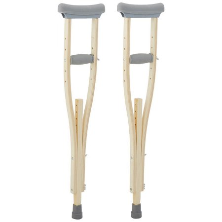 Patterson Medical Supply Underarm Crutches Sammons Preston® Wood Frame Adult 351 lbs. Weight Capacity Wing Nut Adjustment