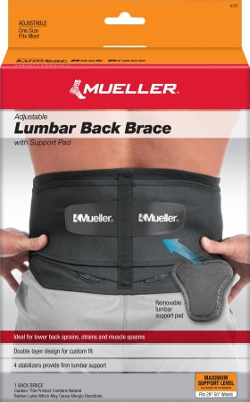 Mueller Sports Medicine BACK BRACE, LUMBAR W/REMOVABLEPAD BLK - M-1141 –  Axiom Medical Supplies