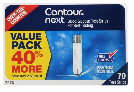 Ascensia Diabetes Care Blood Glucose Test Strips Ascensia Contour® 70 Strips per Box Tiny 0.6 Microliter blood sample For Bayer Ascensia® Contour® Blood Glucose Meter