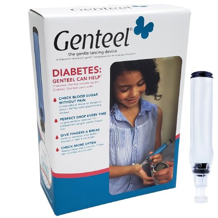 Genteel LLC Lancing Device Vacuum Depth Control Lancing Device Needle Multiple Depth Settings 30 to 36 Gauge Push Button Activated