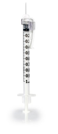 Tuberculin Syringe with Needle McKesson Prevent® SG 1 mL 27 Gauge 1/2 Inch Attached Needle Sliding Safety Needle / Safety Cap - M-1171919-1164 - Box of 100