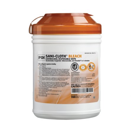 Professional Disposables Sani-Cloth® Surface Disinfectant Cleaner Premoistened Germicidal Wipe 160 Count Canister Disposable Bleach Scent NonSterile - M-1184662-1320 - Case of 1920