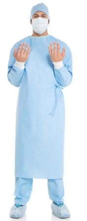 O&M Halyard Inc Fabric-Reinforced Surgical Gown with Towel ULTRA Large Blue Sterile ASTM D4966 Disposable