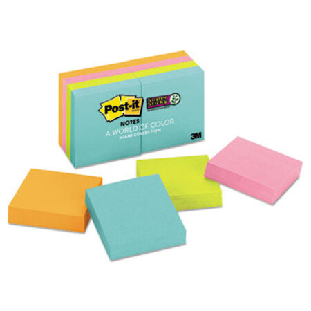 Post-it Notes Super Sticky Pads in Miami Colors, 2 x 2, 90/Pad, 8