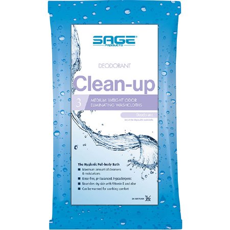 Sage Products Rinse-Free Bath Wipe Comfort Clean Up® Soft Pack Aloe Scented 3 Count