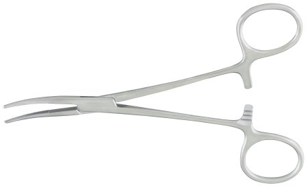 Hemostatic Forceps McKesson Argent™ Kelly 5-1/2 Inch Length Surgical Grade Stainless Steel NonSterile Ratchet Lock Finger Ring Handle Curved - M-487378-2518 - Each