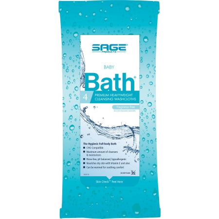 Sage Products Rinse-Free Bath Wipe Baby Comfort Bath® Soft Pack Purified Water / Methylpropanediol / Glycerin / Aloe Unscented 4 Count