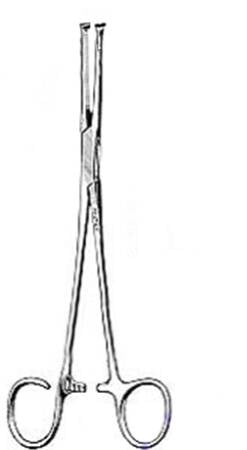 Grasping Forceps Miltex® Colver 7-1/2 Inch Length OR Grade German Stainless Steel NonSterile Ratchet Lock Finger Ring Handle Curved