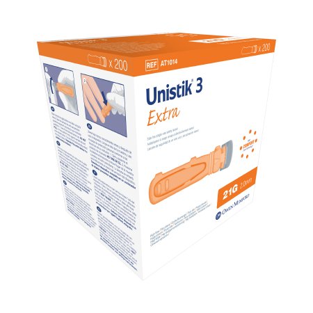 Owen Mumford Lancet Unistik® Fingerstick Safety Lancet Extra Flow Needle 2.0 mm Depth 21 Gauge Push Button Activated