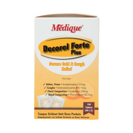 Medique Products Cold and Cough Relief Decorel Forte Plus 325 mg - 5 mg - 200 mg - 15 mg Strength Tablet 100 per Box