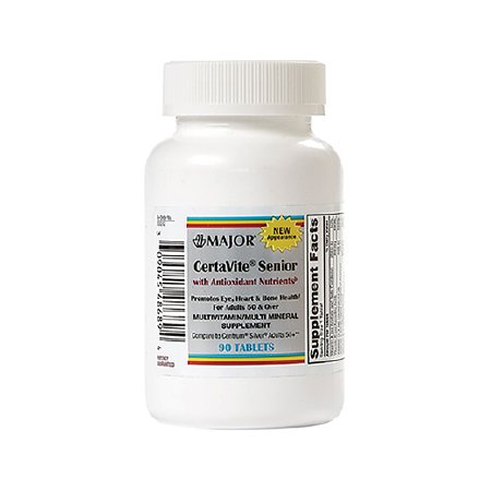 Major Pharmaceuticals Multivitamin Supplement CertaVite® Senior Vitamin A / Ascorbic Acid / Calcium 2500 IU - 220 mg - 60 mg Strength Tablet 60 per bottle