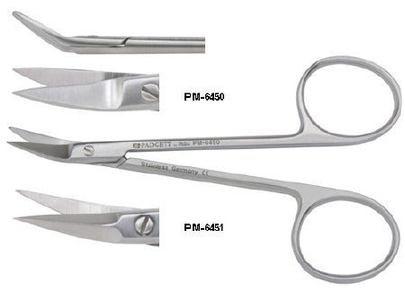 Conjunctival Scissors Padgett® Wilmer-Converse 4-1/8 Inch Length Surgical Grade Stainless Steel NonSterile Finger Ring Handle Angled Blade Semi Sharp
