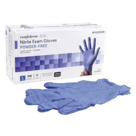 Exam Glove McKesson Confiderm® 3.5C Large NonSterile Nitrile Standard Cuff Length Textured Fingertips Blue Chemo Tested - M-765876-1347 - Case of 2000
