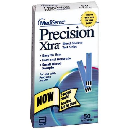 Abbott Blood Glucose Test Strips Precision Xtra® 50 Strips per Box 0.6 Microliter Sample Size , 5 Second Test Time For Precision Xtra® Systems