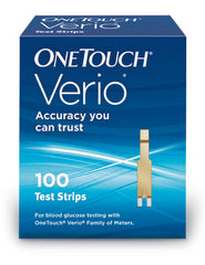 LifeScan Blood Glucose Test Strips OneTouch® Verio® 100 Strips per Box Our smallest sample size ever at 0.4 Microliter and fast results in just 5 seconds For OneTouch® Verio® Meter