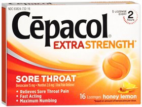 Reckitt Benckiser Sore Throat Relief Cepacol® Extra Strength 15 mg - 2.6 mg Strength Lozenge 16 per Box