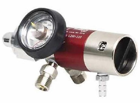 Allied Healthcare LSP Oxygen Regulator Continuous with Gauge and 2 Check Valves 0 - 25 LPM Barb Outlet CGA-540