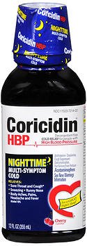 MSD Consumer Care Cold and Cough Relief Coricidin® HBP Nighttime 325 mg - 15 mg - 6.25 mg / 15 mL Strength Liquid 12 oz.