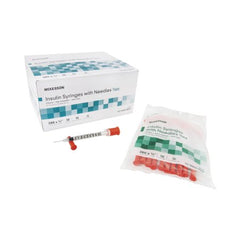 Insulin Syringe with Needle McKesson 0.5 mL 28 Gauge 1/2 Inch Attached Needle Without Safety - M-942663-1754 - Case of 500