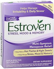 I Health Inc Dietary Supplement for Menopause Estroven® Mood and Memory Calcium / Black Cohosh Root Extract / Soy Isoflavones / Estroven Stress, Mood, and Memory Blend 95 mg - 40 mg - 56 mg - 135 mg Strength Capsule 30 per Bottle