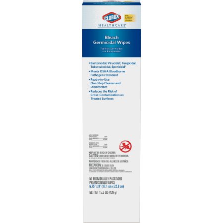The Clorox Company Clorox Healthcare® Bleach Germicidal Surface Disinfectant Premoistened Wipe 50 Count Individual Packet Disposable Fruity Floral Bleach Scent NonSterile - M-996100-3089 - Case of 300