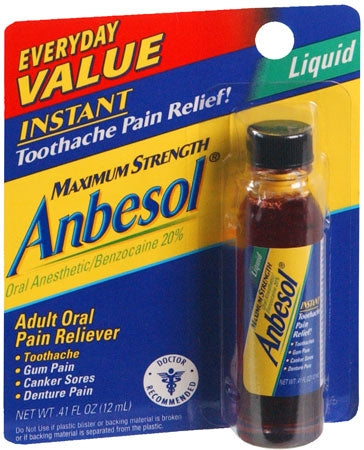 Glaxo Smith Kline Oral Pain Relief Anbesol® 20% Strength Benzocaine Liquid 0.41 oz.