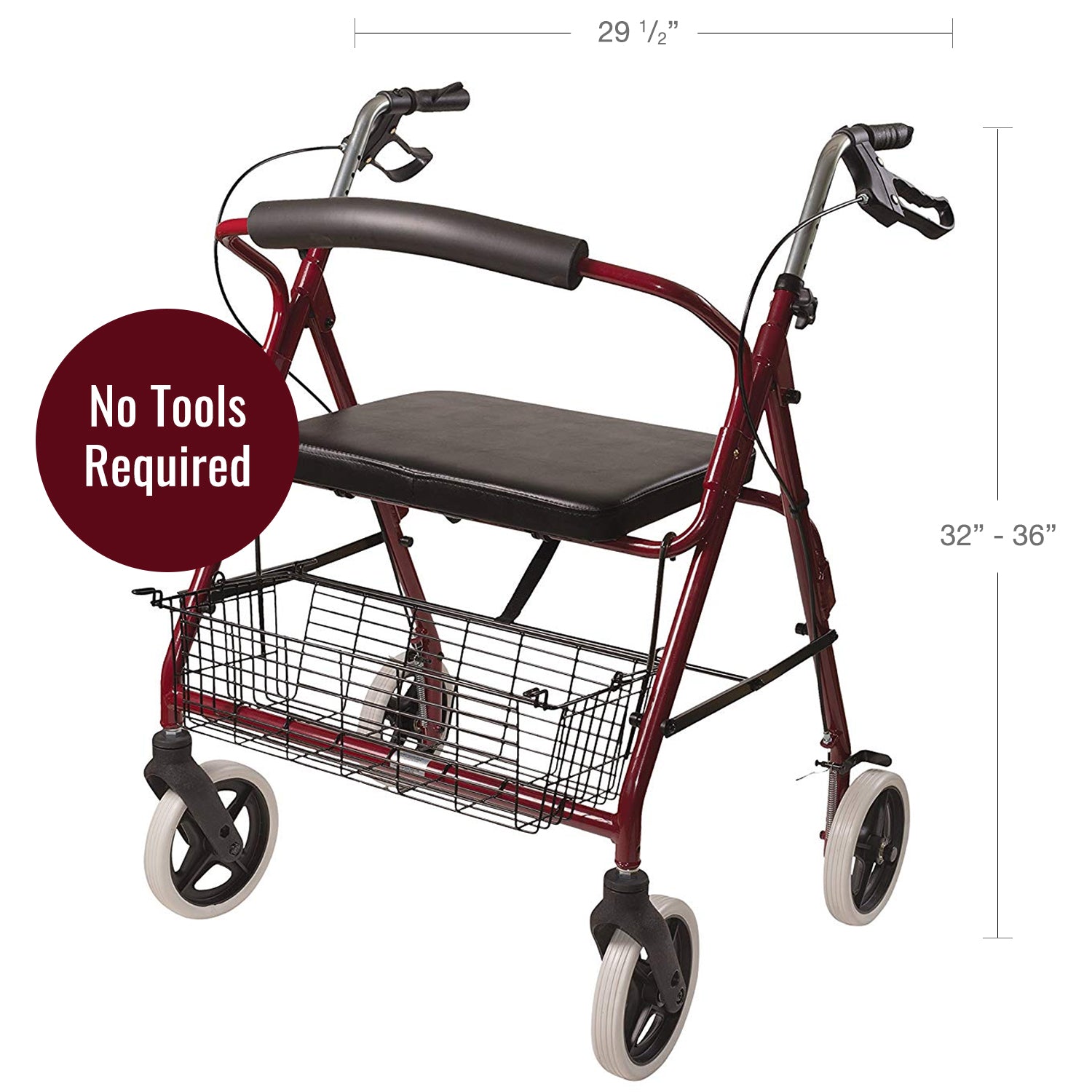 DMI Lightweight Extra-Wide Heavy-Duty Aluminum Rollator AM-501-1029-0700