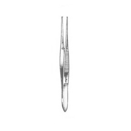 Miltex Tissue Forceps MeisterHand® Iris 4 Inch Length Surgical Grade German Stainless Steel NonSterile NonLocking Thumb Handle Straight 1 X 2 Teeth - M-528951-4548 - Each