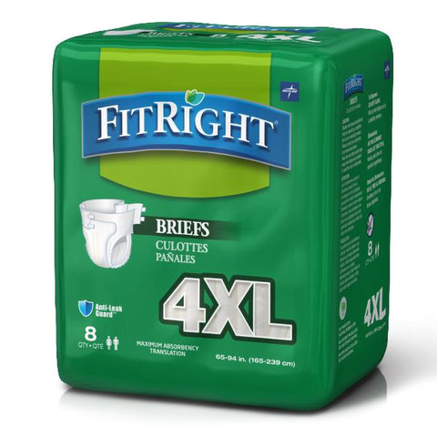 Incontinence Brief FitRight® Bariatric Adult 4X-Large Unisex Disposable Heavy Absorbency  65-94" (32/CS) MK-1005776