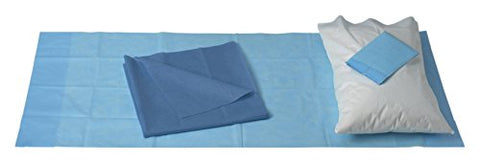 McKesson Stretcher Sheet Set Flat Sheet / Fitted Sheet / Pillowcase 20 X 29 Inch Case / 32 X 72 Inch Fitted / 40 X 84 Inch Sheet Blue / White Spunbond Polypropylene Disposable TOP/BTM/PLLWCS DISP (24/BX) MK-1007342