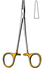 Needle Holder Sklar® TC Crile-Wood-DeBakey 6 Inch Length Blunt Straight Smooth Tips Dual Gold Finger Ring Handle Each MK-1009426