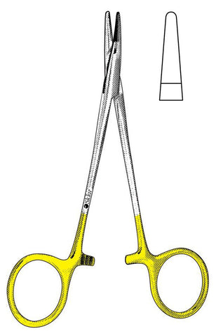 Needle Holder Sklar® TC Halsey-Webster 5 Inch Length Straight Cross Serrated Blunt Tips Finger Ring Handle Each MK-1009942