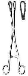 Sponge Forceps Sklar® Rampley 9-3/4 Inch Length OR / Surgical Grade German Stainless Steel NonSterile Locking Finger Ring Handle Straight Fenestrated Serrated Teardrop Tips EACH MK-1009943