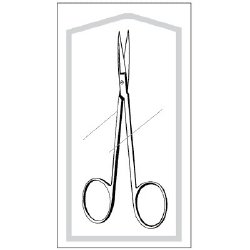 Iris Scissors Econo Sterile™ 3-1/2 Inch Length Floor / Office Grade Pakistani Stainless Steel Sterile Finger Ring Handle Straight Sharp Tip / Sharp Tip CASE OF 50 MK-1012301