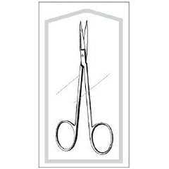 Iris Scissors Econo Sterile™ 3-1/2 Inch Length Floor / Office Grade Pakistani Stainless Steel Sterile Finger Ring Handle Straight Sharp Tip / Sharp Tip CASE OF 50 MK-1012301