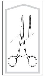 Hemostatic Forceps Merit Sterile™ Kelly 5-1/2 Inch Length Floor / Office Grade Pakistani Stainless Steel Sterile Locking Finger Ring Handle Straight Serrated Tips BOX OF 25 MK-1015446