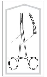 Mosquito Forceps Merit Sterile™ Halsted 5 Inch Length Floor / Office Grade Pakistani Stainless Steel Sterile Locking Finger Ring Handle Curved Serrated Tips CASE OF 25 MK-1015472