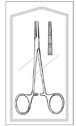 Mosquito Forceps Merit Sterile™ Halsted 5 Inch Length Floor / Office Grade Pakistani Stainless Steel Sterile Locking Finger Ring Handle Straight Serrated Tips CASE OF 25 MK-1015489