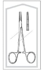 Mosquito Forceps Merit Sterile™ Halsted 5 Inch Length Floor / Office Grade Pakistani Stainless Steel Sterile Locking Finger Ring Handle Straight Serrated Tips CASE OF 25 MK-1015489