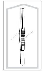 Tissue Forceps Merit Sterile™ 5 Inch Length Floor / Office Grade Pakistani Stainless Steel Sterile NonLocking Thumb Handle Straight 1 X 2 Teeth CASE OF 25 MK-1015491