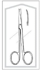 Strabismus Scissors Econo Sterile™ 4-1/2 Inch Length Floor / Office Grade Pakistani Stainless Steel Sterile Finger Ring Handle Curved Blunt Tip / Blunt Tip CASE OF 25 MK-1019771
