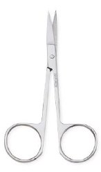 Iris Scissors Centurion® 4-1/2 Inch Length Floor / Office Grade Stainless Steel Sterile Finger Ring Handle Curved Sharp Tip / Sharp Tip CASE OF 20 MK-1028017
