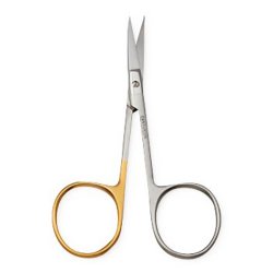 Iris Scissors Centurion® Lil' Tips® 4 Inch Length Floor / Office Grade Stainless Steel Sterile Finger Ring Handle Curved Sharp Tip / Sharp Tip CASE OF 20 MK-1038264