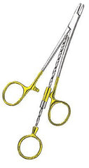 Wire Twister Sklar® Corwin 6 Inch Flat, Blunt Tip, Wire Forceps, Straight Curvature, Cross-Serrated, Finger Rings/3 Gold Rings Handles OR Grade Each MK-1047058